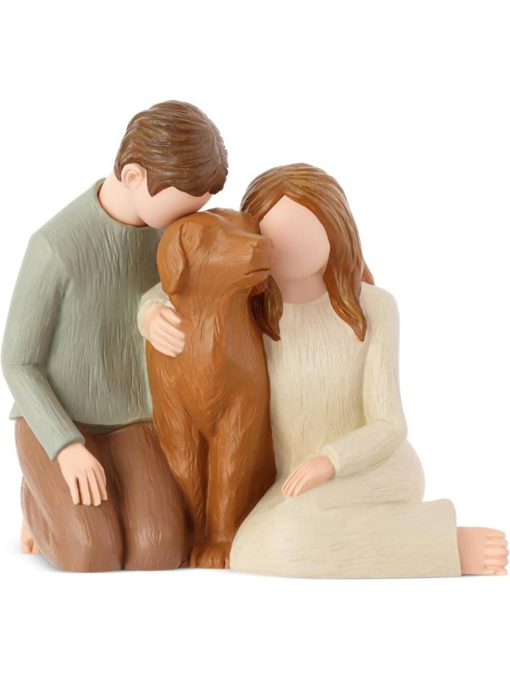 Adorable Couple with Dog Figurines - Family Memorial Statues for Dog Lovers